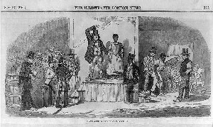 Slave auction in Richmond, Virginia, which closely resembled 
the slave auction block in Wheeling, Virginia. Courtesy of the Library of Congress